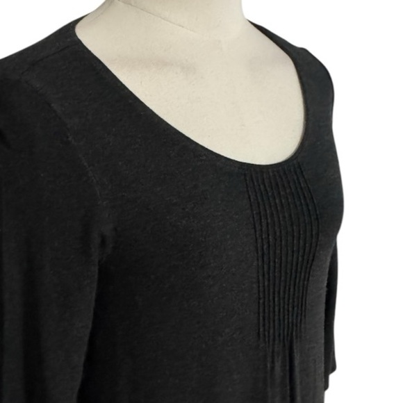 EILEEN FISHER Midi Dress Gray Black Scoop Neck 2/3 Sleeves Stretchy Size XS Work - Picture 3 of 8